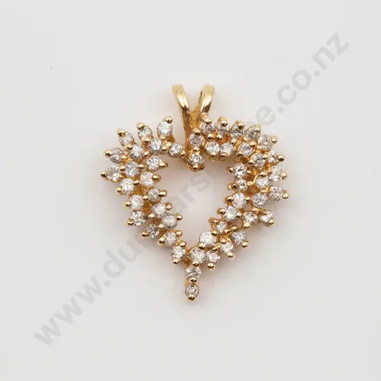 14ct 52stone Diamond Heart Pendant