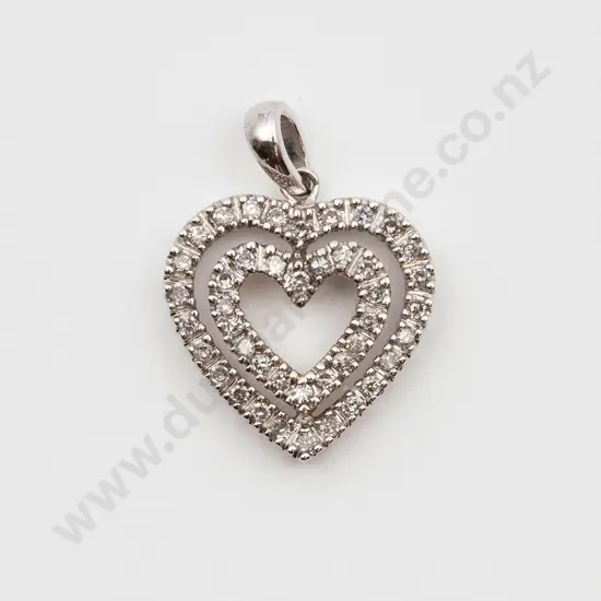 14ct 42stone Diamond Heart Pendant