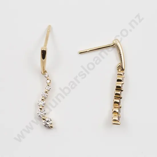 Pair 14ct Diamond Drop Earrings