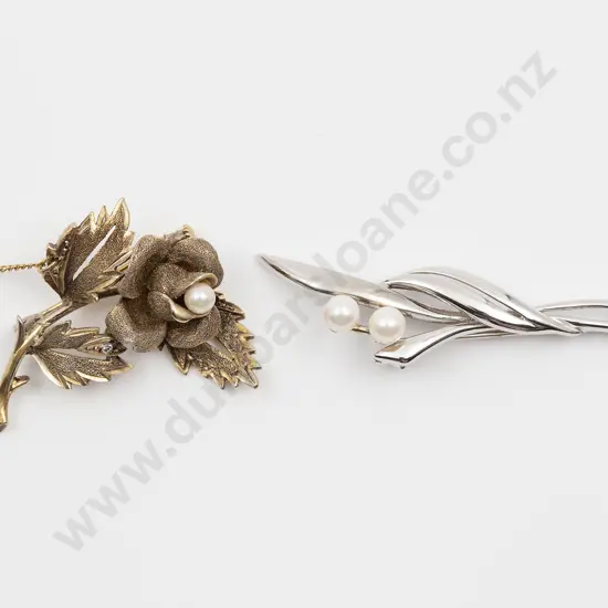 Silver Gilt Rose Spray Brooch