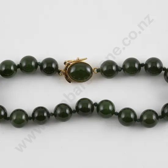 Single Strand Greenstone Bead Bracelet