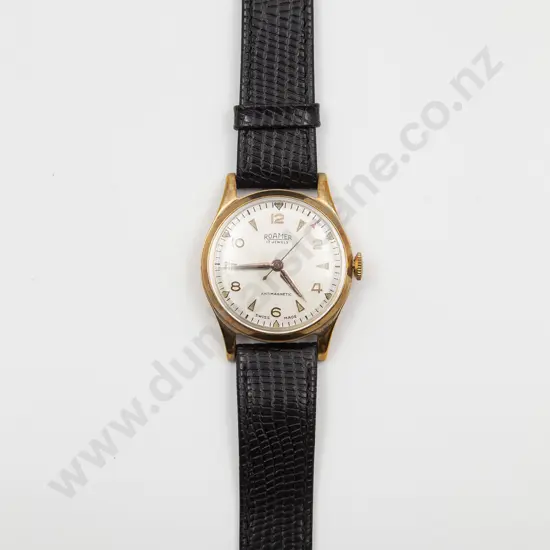 C1950's 9ct Cased Roamer Antimagnetic Swiss Made Manual Wind Gents Wrist Watch