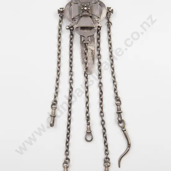 Unmarked SIlver Gothic Revival Design Chatelaine Clip