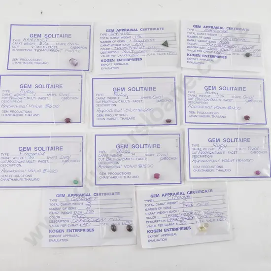 Selection Twelve Unmounted Gem Stones