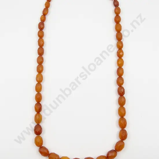 Victorian Single Strand Graduated Faceted Amber Bead Necklace