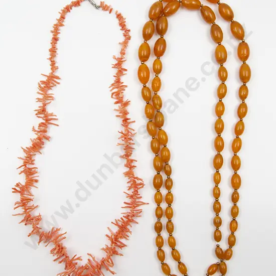 Double Strand Graduated Amber Bead Style Necklace