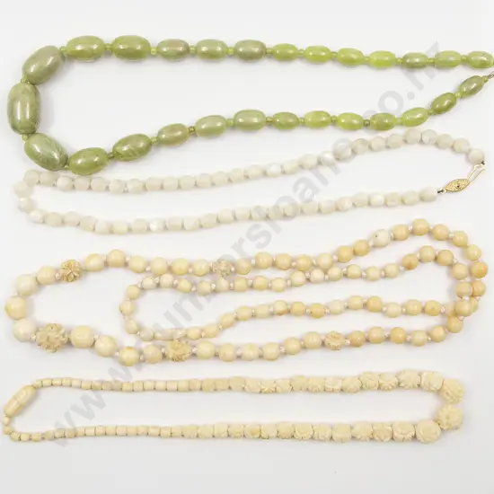 Two Vintage Ivory Bead Necklaces
