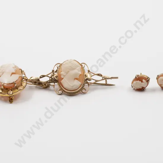 9ct Portrait Cameo Bar Brooch