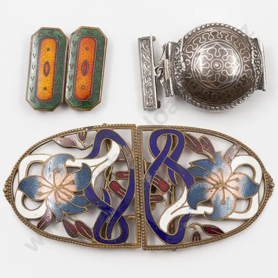 Art Deco Czechoslovakia Enamel Stylised Flower Buckle