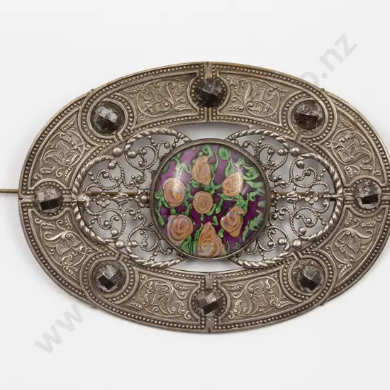 Art Nouveau Pressed Metal Brooch