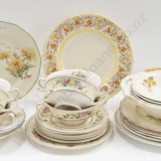 Qty of Assorted Floral China Including Soup Cups