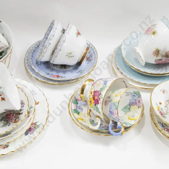 12 Assorted Fancy China Cups and Saucers Including Shelley