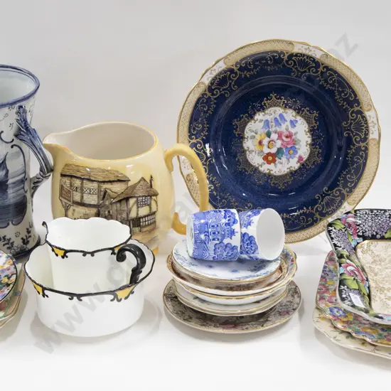 Qty of Assorted China Including Delft Vase