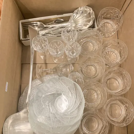 Qty of Crystal and Glass Ware Together With S/P Cutlery