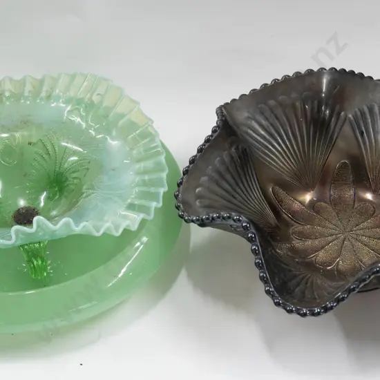 3 Art Glass Bowls Including Carnival Glass
