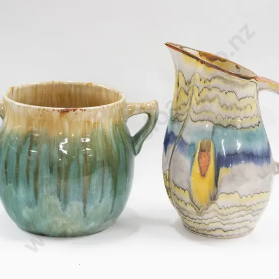 John Campbell (Australian) Glazed Pot Together With Pottery Jug