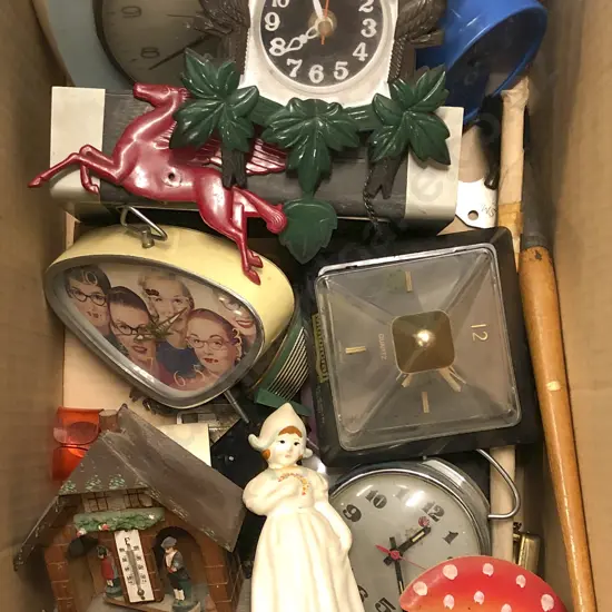 Box of Assorted Clocks
