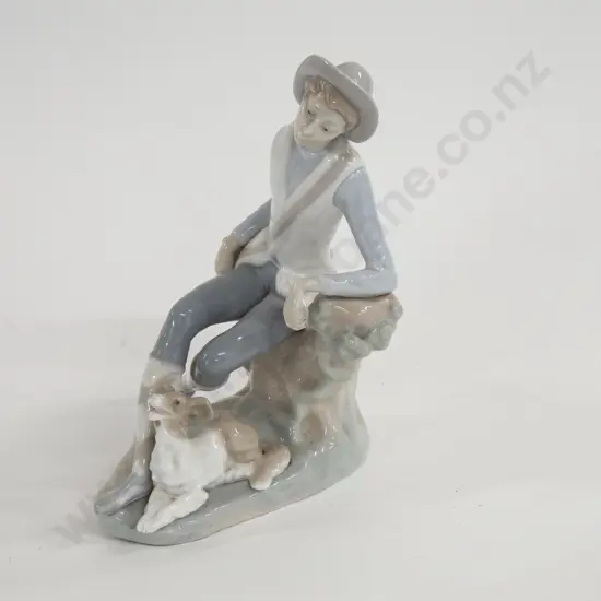 Lladro Figure Group of Lady With Dog