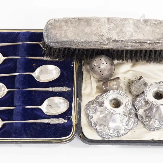 Boxed S/S Tea Spoon Set Together With Thimbles Candle Holders and S/S Pepper