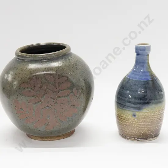 Andrew Van Der Putten Bottle Vase Together With Stoneware Vase