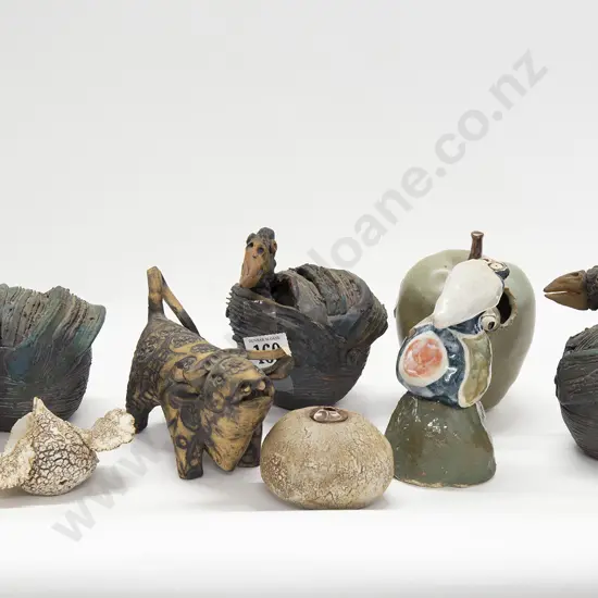 Group of 10 Pottery Birds and Animals by Rosemary Brittain Heather Grouden and Other Potters