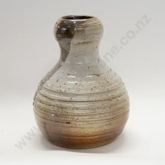 Peter Oxborough Stoneware Bottle Vase With Shino Glaze