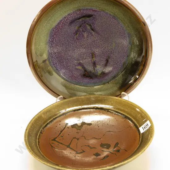 Len Castle Stoneware Bowl (Repaired) Together With Stoneware Bowl