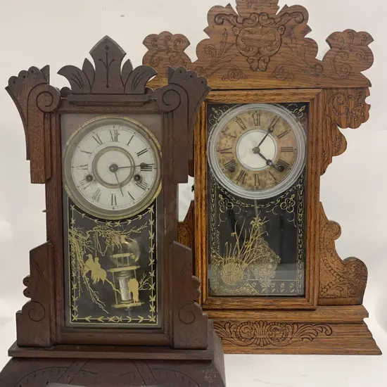 2 American Gingerbread Mantel Clocks