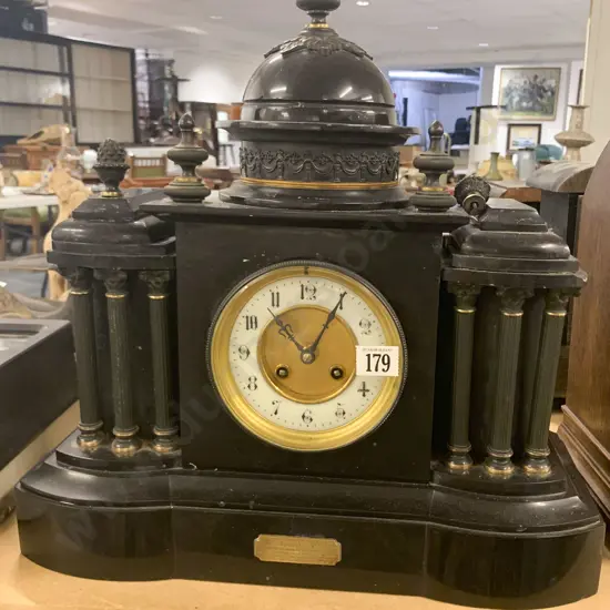 Victorian Black Slate Mantel Clock (AF)