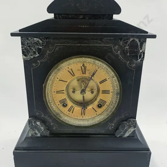 Marble Decorated Slate Metal Clock