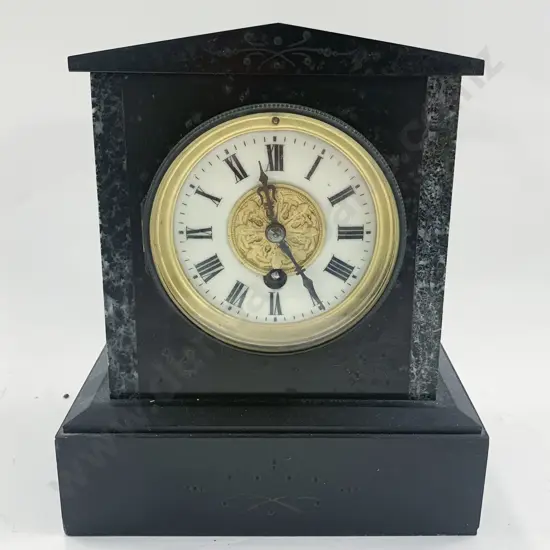 Marble Inlaid Slate Clock