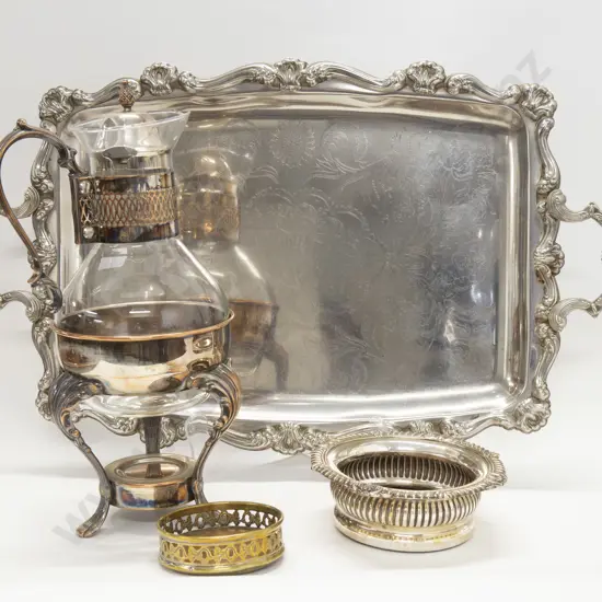 S/P Wine Coaster Together With Ewer on S/P Tray etc.