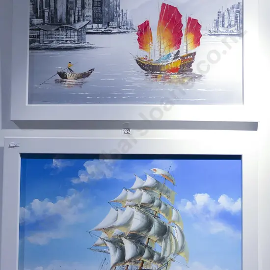 2 Oil on Canvas Shipping Scenes