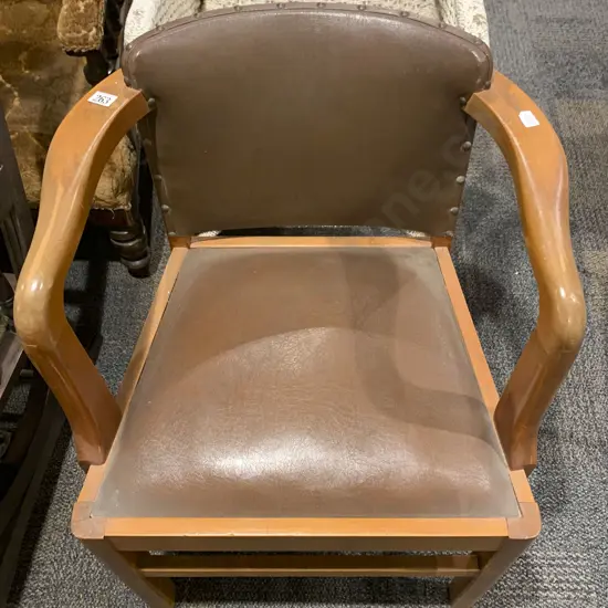 Small Leather Backed Arm Chair