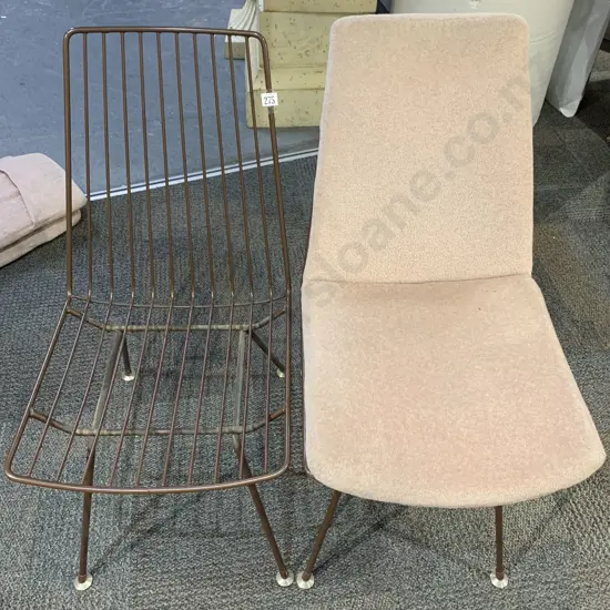 5 Retro Wire Dining Chairs With Slip Covers