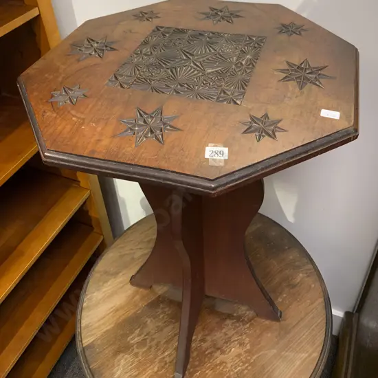 Octagonal Side Table With Carved Top