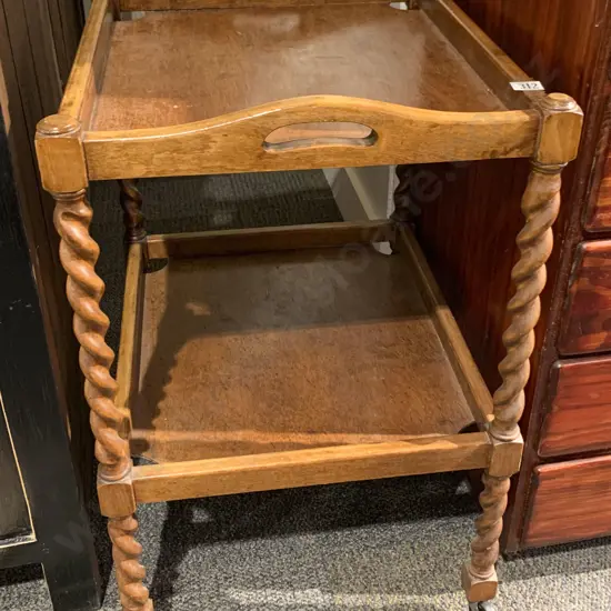 Square 2 Tier Barley Twist Tea Trolley