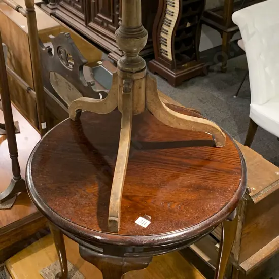 Tripod Based Wine Table (Cracked Top) Together With Circular Occasional Table