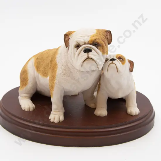 Ornament With Two Dogs on Wooden Base