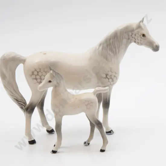 Beswick Dapple Grey Horse Model Together With Foal