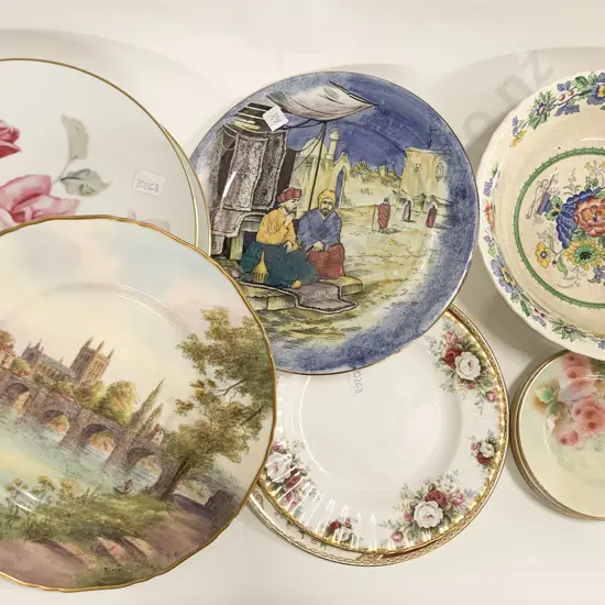 Qty of Assorted Fancy China Plates and Side Plates and Mason's Bowl