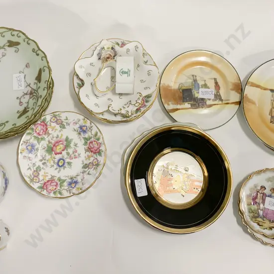 Qty of Assorted Fancy China Side Plates etc. Including Small German Mantel Clock