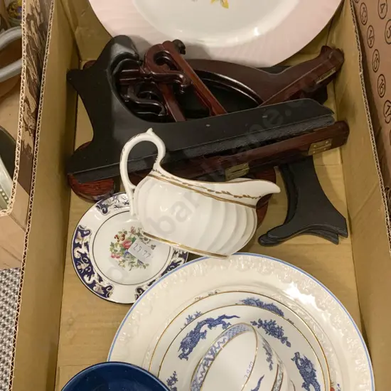 Small Qty of Assorted Fancy China and Plate Stands Including Staffordshire Trio