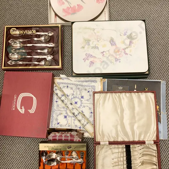 Qty of Assorted Boxed Cutlery and Place Mats etc.