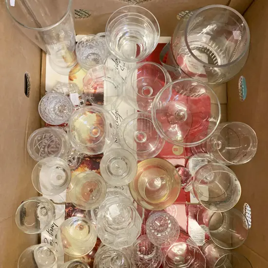 Box of Assorted Crystal and Glass Ware