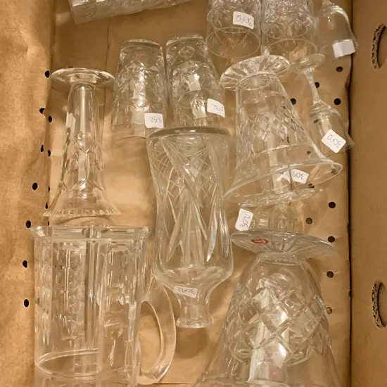 Box of Assorted Crystal Including Vases