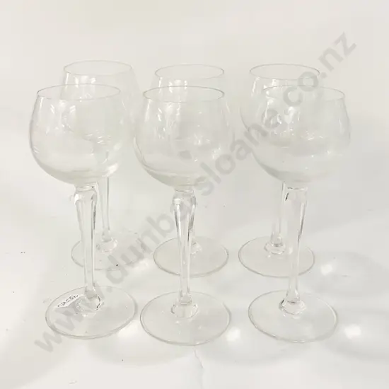 Six Etched Glass Goblets