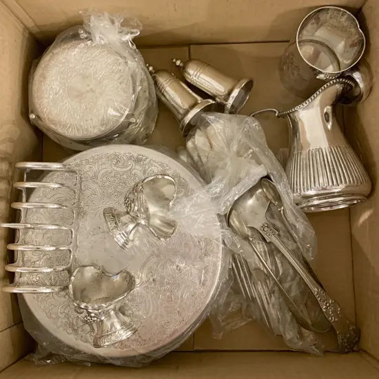 Box of Assorted S/P Including Coasters and Place Mats and Toast Rack etc.