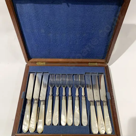 Boxed MOP Handled Cutlery Set (1 Fork and 1 Knife Missing)