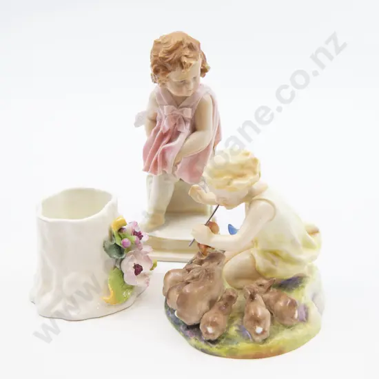 Two Pieces of Royal Worcester Together With Figure